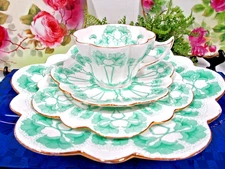 SHELLEY WILEMAN tea cup and saucer trio cake plate  Art Nouveau Petunia snowdrop