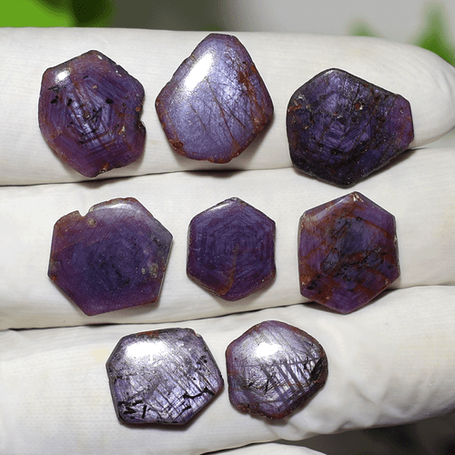 Lote de 8 piedras preciosas de zafiro estrella trapiche natural 13 mm-16 mm asterismo estrella hexagonal ~ - Imagen 10 de 11