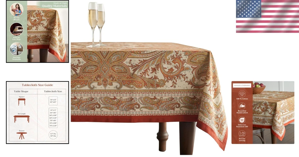 Stylish Cotton Tablecloth, 70 x 140 Inches - Perfect for Weddings & Everyday Use - Image 2 of 4