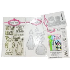 The Stamps Of Life TSOL Merry Christmas Winter Penguin Retired Stamp Die Kit Set