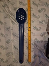 Vintage Tupperware Slotted Serving Spoon Utensil Blue 12.5" 3476A-4 VERY RARE