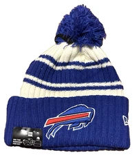 Buffalo Bills NFL Logo Football Hat Beanie Cap Cuff Stripes Blue Wht New Era Men