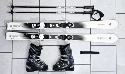 TOP ATOMIC Ski Set 149 cm + Skischuhe Gr. 37 + Skistöcke Head Fischer Rossignol 