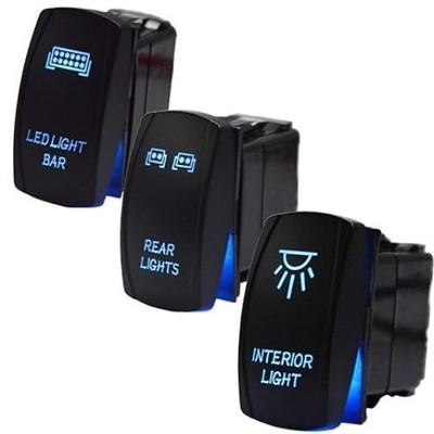 3Pcs LED Light Bar Rocker Switches Kit, Style: LED Light Bar & Rear & Interior