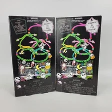 Lot Of 2 Disney Nightmare Before Christmas Glow In Dark Bead Jewelry Making Kit