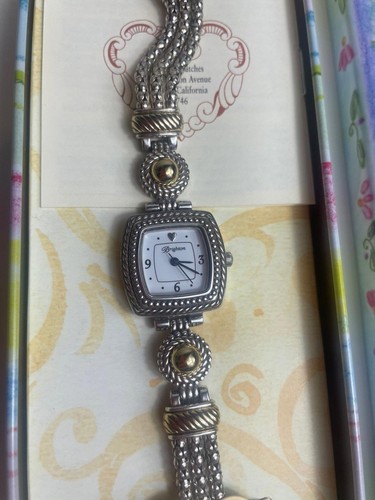 Brighton Tuscany Watch Two-Tone Woven White Face With Toggle - Picture 2 of 10