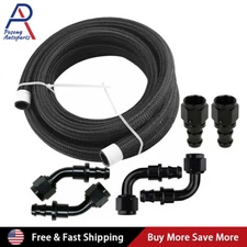 6AN 10FT CPE Fuel Line Hose Kit Nylon Stainless Steel Braided Oil Hose Fittings