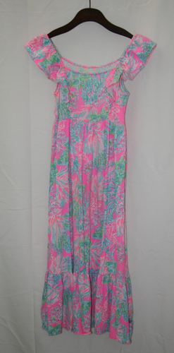 Lilly Pulitzer Floral Ruffle Vienna Maxi Long Dress #008164 Girls Size L (8-10) - Picture 3 of 8