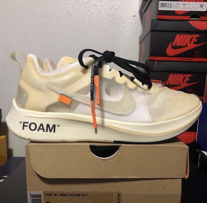 Álbum de graduación Drástico Clavijas Nike Zoom Fly SP x OFF-WHITE White 2017 - Ds Size 9 884776674104 | eBay