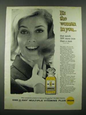 1965 One-A-Day Multiple Vitamins plus Iron Ad - The Woman in You