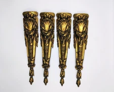 4Antique French Ormolu Brass Plated Furniture Pediment/Mount Hardware Decoration