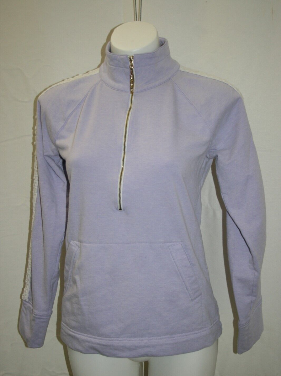 Lilly Pulitzer Womens Lilac Purple Half-Zip Popover Jacket Crochet