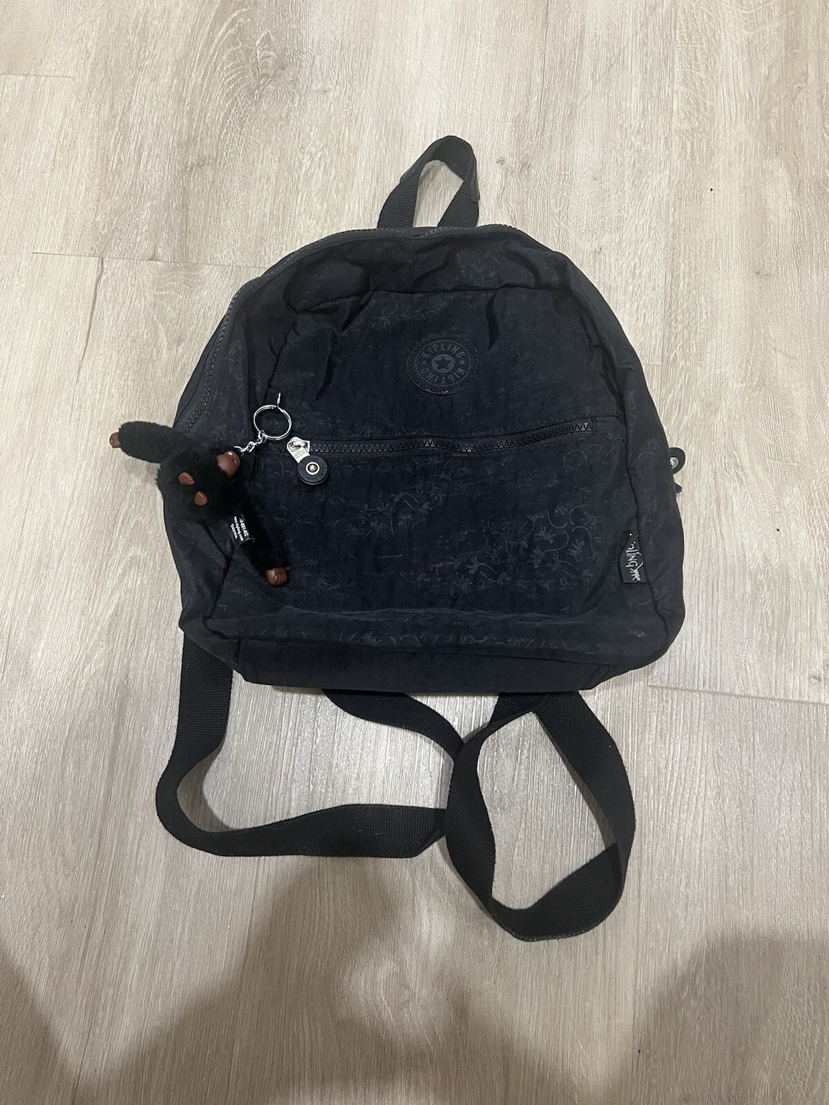 Kipling Backpack All Over Monkey Print Black 12” … - image 1