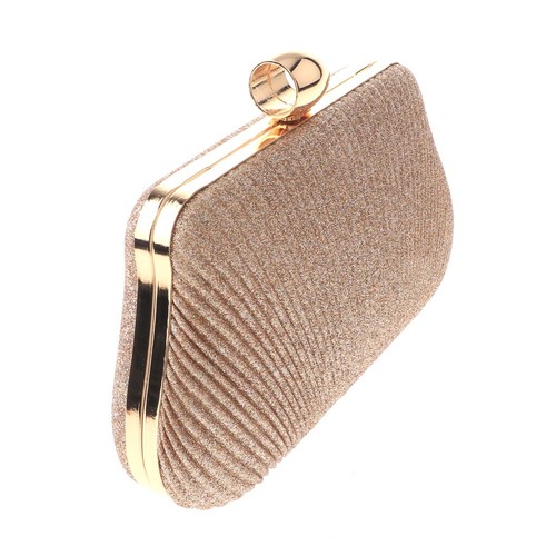 Gold Tone Metal Glitter Fabric Clutch Evening Bag BZY243-CHP - Picture 2 of 3