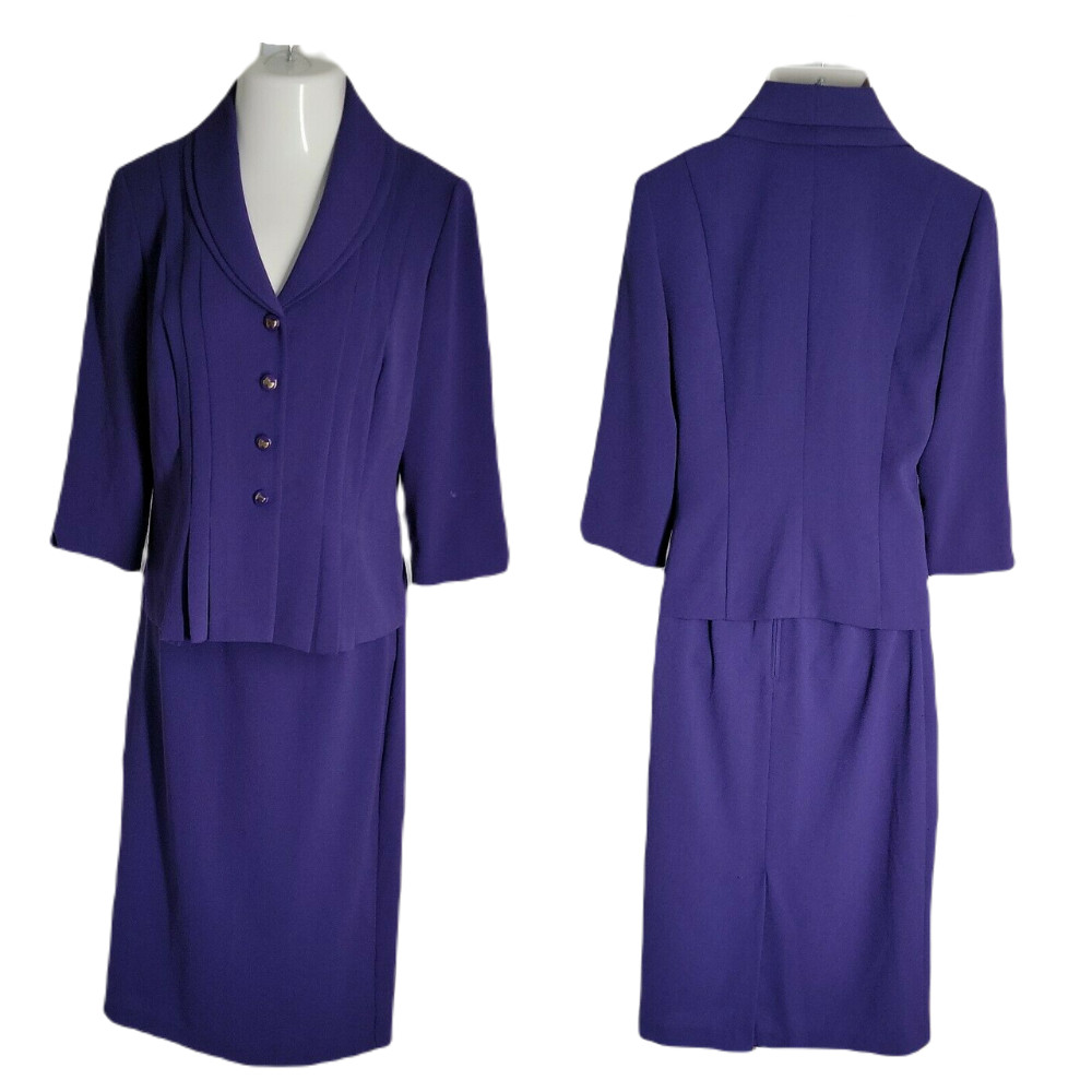 Danny & Nicole Classy Blazer & Midi Skirt 2 Piece Outfit Set ~ Sz 10 ~ Purple