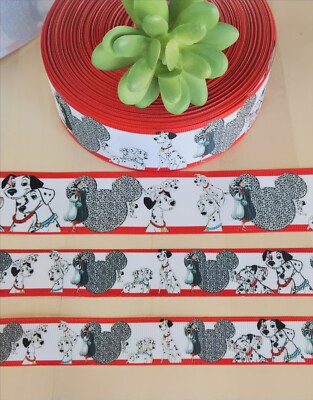 7/8, 1 & 1.5'' (1 YD) 101 Dalmatians Grosgrain Ribbon Cruella De Vil Dog Animal