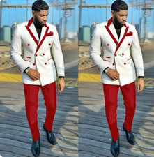 White Red Mens For Wedding Peaked Lapel Formal Groom Man Tuxedos Tailore Made