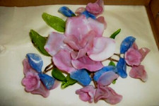 ANTIQUE MURANO VENETIAN GLASS FLOWER ARRANGEMENT HANDBLOWN PINK BLUE 1920s