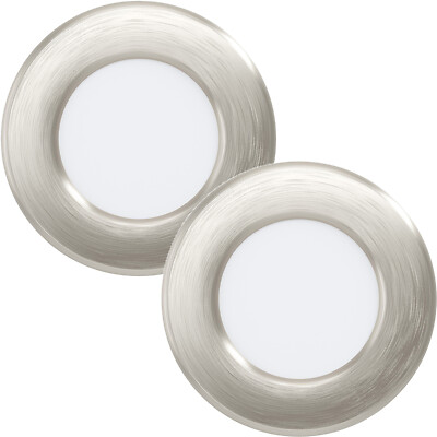 2er Pack Wand-/Decken Unterputz Einbauleuchte Satin Nickel Stahl 2,7W Einbau LED