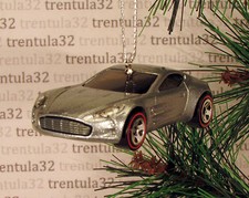 ASTON MARTIN ONE-77 CHRISTMAS TREE ORNAMENT Metal-Flake Silver sports car XMAS