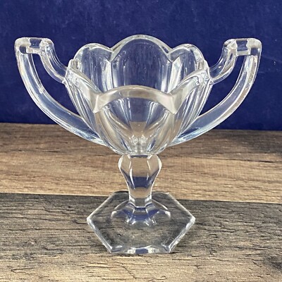 EAPG Ohio Flint CHIPPENDALE Jefferson Glass Krys-tol High Pedestal Ftd OPEN SALT