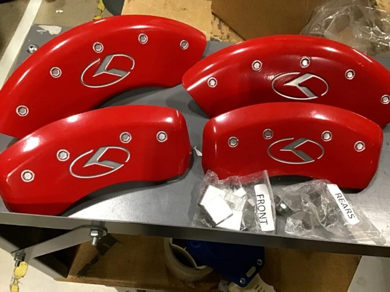 Juego de cubiertas de pinza rojas MGP para KIA Soul Forte grabadas círculo delantero y trasero K rojo Foto 2 de 4