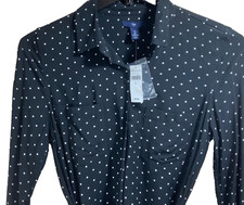 Gap Shirt Dress Women Small Polka Dot Long Sleeve Button Up Tie Pockets NWT