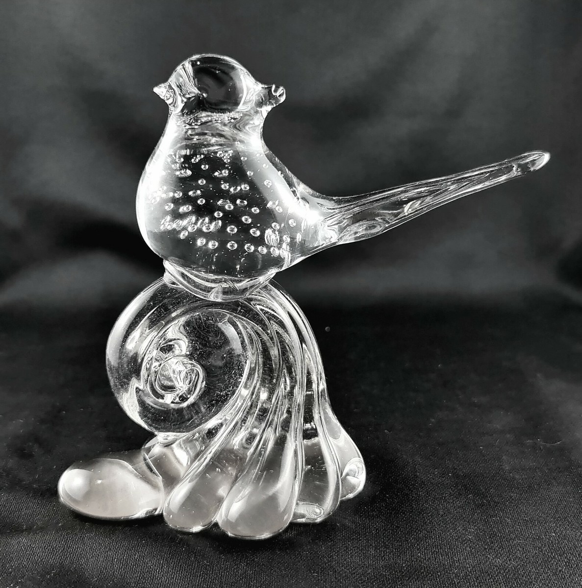 Vintage Murano Bird Figurine - Estate Vintage Murano Clear