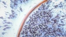 Landscape snow aerial view winter road trees forest top Custom Gaming Mat Desk