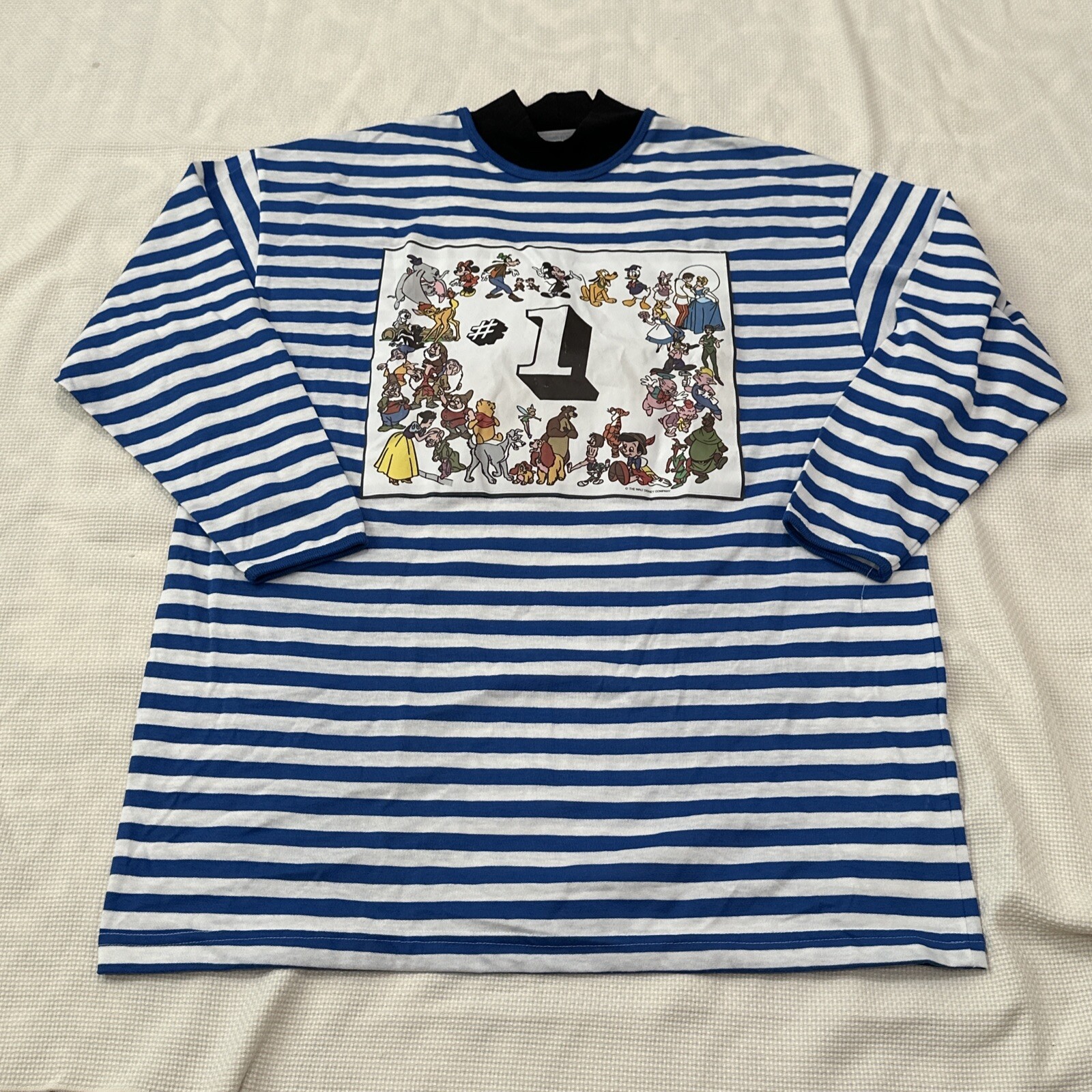 1988 ULTRA RARE Vtg Disney Magic Long Sleeve Striped Most Characters #1 USA Made