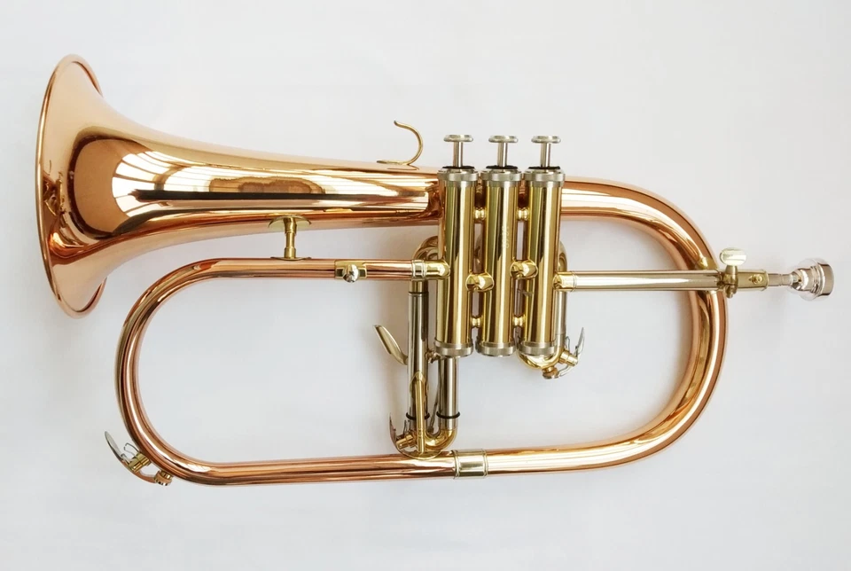 Flugelhorn Kit Red Brass Bb Key Cupronickel sliding Pipe water key  Case new - Image 4 of 4