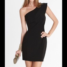 NEW Black One Shoulder Low Ruffle Dress Size Small, Medium or Large