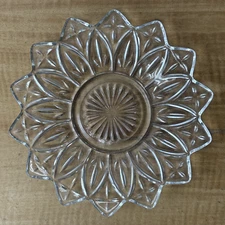 Vintage Federal Pressed Glass Plate 9.5" Petal Pattern ( 8 Available )