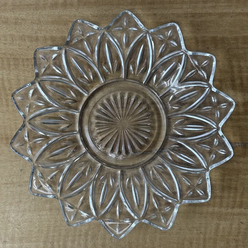 Vintage Federal Pressed Glass Plate 9.5" Petal Pattern ( 8 Available )