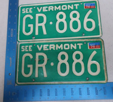 Vermont VT License Plate Tag 1976 76 Natural Sticker Pair Set GR-886