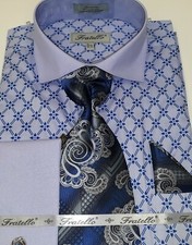 Fancy Dress Shirt With Tie, Handkerchief, And Cuff link