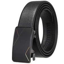 Fashion Men's Leather Belt Automatic Buckle Belt Ratchet Strap Casual Hot