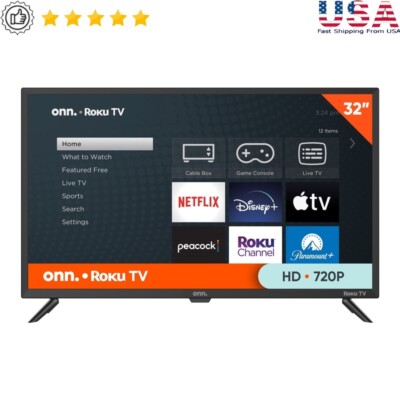 Smart TV 32 Inch 720p LED Roku Streaming HDMI USB WiFi Remote Control App