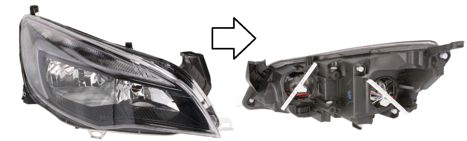 Phare avant droit pour Opel Astra J 2012-2015 avec moteur électrique intégré coloris noir