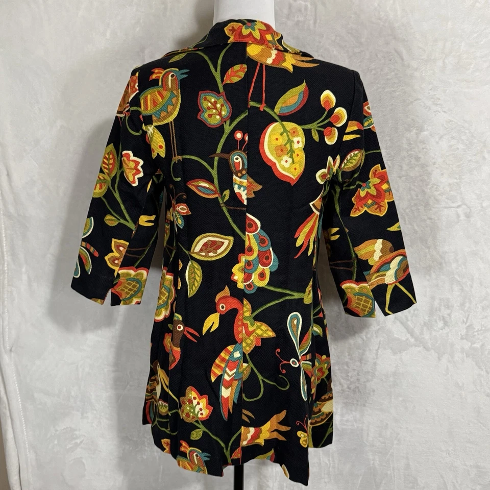 Abrigo Blazer 3 Hermanas Boho Tapiz XS Mediados de Siglo Mod Pájaro Declaración Floral Y2K Foto 4 de 4