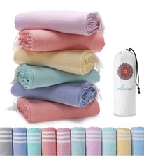 6-PACK Cotton Turkish Beach Towels Quick Dry Sand Free Oversized Bath Pool S...