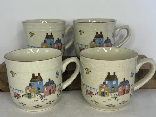 Vintage Set Of 4 Heartland Coffee Tea Cups International China Stoneware Japan