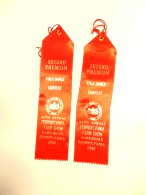 Pennsylvania State Farm Show Folk Dance paired 2nd place ribbons