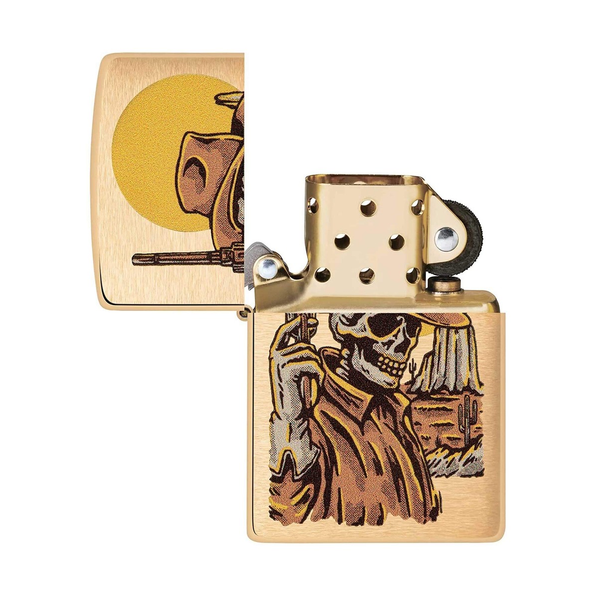 Zippo Pocket Lighter Wild West Skeleton Design Genuine Windproof
