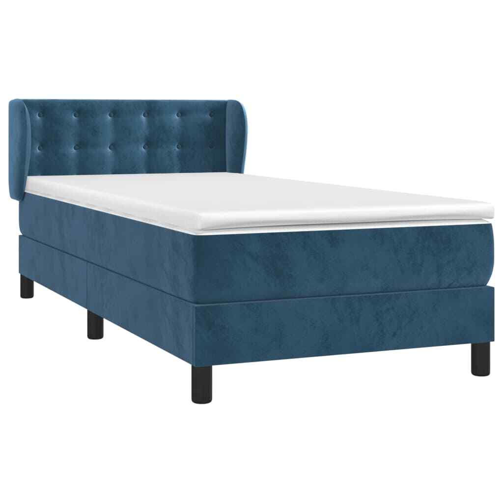 Thumbnail - Boxspringbett Mit Matratze Dunkelblau 90x190 Cm Samt