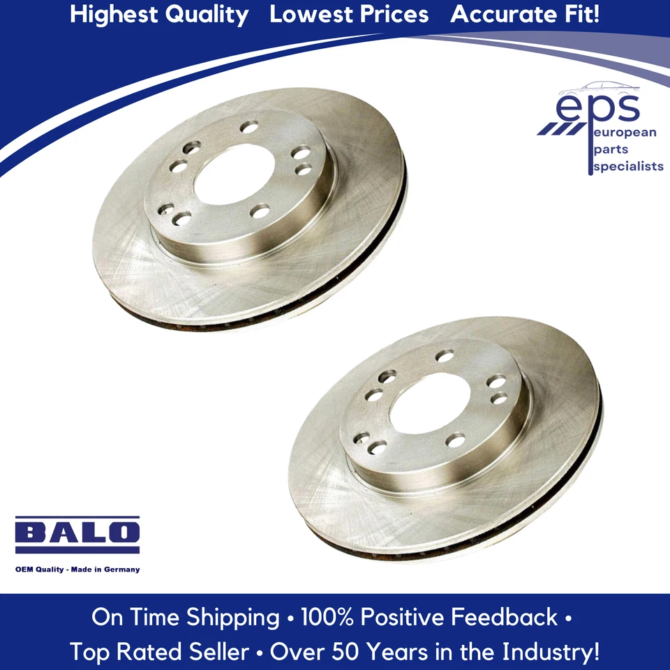 2 X German OEM Quality Balo Front Brake Disc Rotor 1987-93 Mercedes 190D 190E - Image 2 of 4