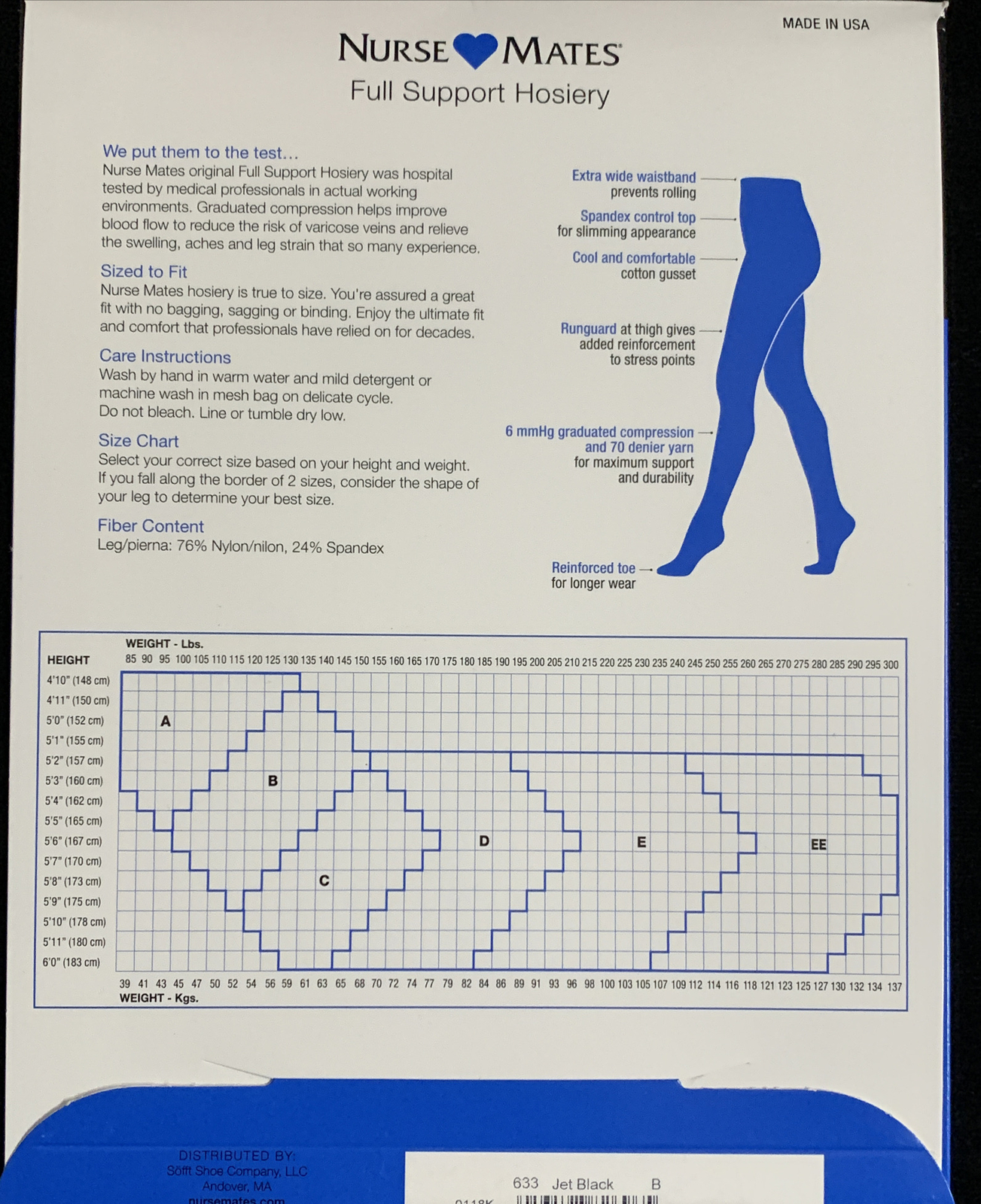 Nurse Mates New Full Support Hosiery Size B Jet Black eBay