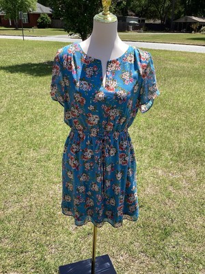 Beautiful Women's DR2 Blue Floral Short Sleeve Dress Size M