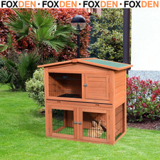 Rabbit Hutch Outdoor  2-Tier Bunny Cage w/ No-Leak Tray & Ramp, 100.5x55x101cm