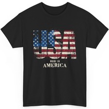 USA Flag Distressed T-Shirt Made in America Patriotic American Pride Graphic